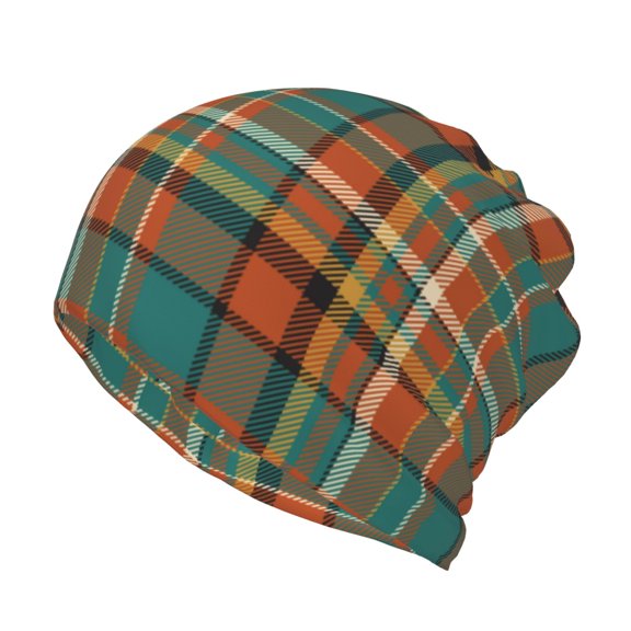 Honeii colorful plaid Print Winter Beanie Daily Hat - Thermal Polar Fleece Ski Running Hat Skull Cap for Men and Women,Beanie