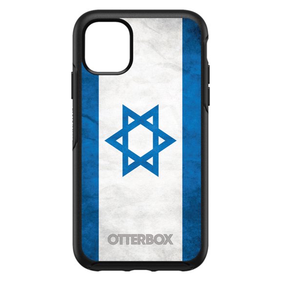 DistinctInk OtterBox Symmetry Custom Case for Apple iPhone 15 (6.1" Screen) - Show Your Love of Israel - Raised Bezel Screen Guard