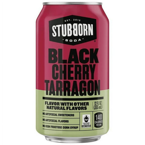 Stubborn Soda Black Cherry Tarragon 12 Oz Can (Pack of 18)