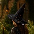 thumbnail image 2 of Witch Hat for Women, Halloween Party Costume Hat, Tall Pointed Wide Brim Quilted Cone, Great for Dress Up Cosplay and Festive Parties Black, 2 of 2