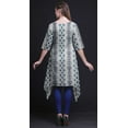 thumbnail image 4 of Bimba Blue Ikat Shibori Indian Tunic Tops For Girls Printed Casual Top For Women Ethnic Kurti Large, 4 of 6
