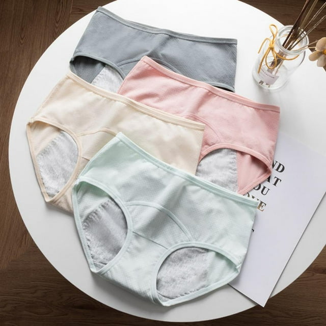 PENGXIANG sous-Vêtements Étanches pour Adolescentes Culottes en Coton Doux pour Femmes 4 Pack