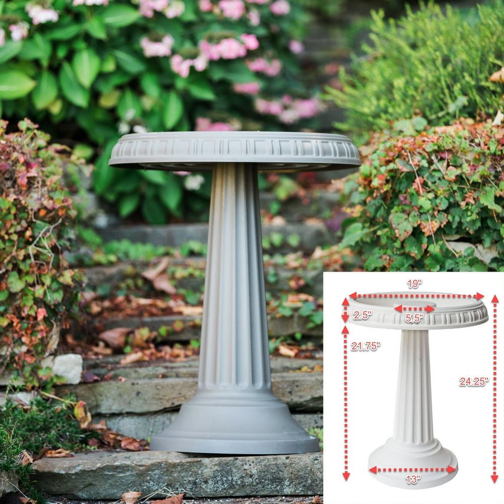 Bloem Grecian Bird Bath with Pedestal 24" x 19" Peppercorn Walmart