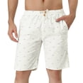 thumbnail image 2 of Pantalones cortos de plaestampados con bolsillos de cintuelástide baño de verano Pantalones de Color Blanco paHombre 36, 2 of 6