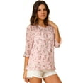 thumbnail image 1 of INSPIRE CHIC Blouse Fluide en Mousseline à Volants à Manches 3/4 à Imprimé Floral pour Femme, 1 of 6