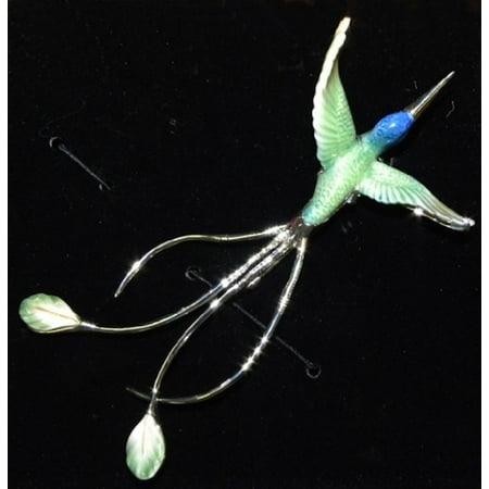 - Franz Porcelain - Rhodium Pin - Long Tail Hummingbird