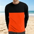 thumbnail image 2 of Men's Spring Fall Long Sleeve Tee Shirts Color Block Pullover Casual Round Neck Fitness Sports Basic Tops, 2 of 6