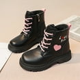 thumbnail image 4 of Mepaouo Girls Ankle Boots Love You Pink Combat Boots Lace up Winter Outdoor Work Shoes(Black,32), 4 of 9