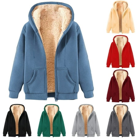 Jinhomg Heavyweight Hoodie Men Full Zip Fleece Sherpa Lined Sweatshirt Coat Winter Thermal Jacket Windproof Warm Casual Black,XXL