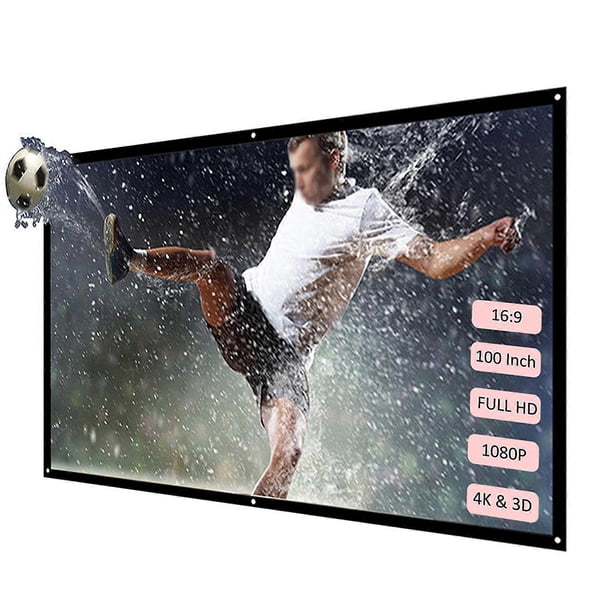 100-inch 16:9 Projector Screen Portable HD Projection Screen Foldable Wall Mounted for Home Theater Office Movies Indoors Outdoors