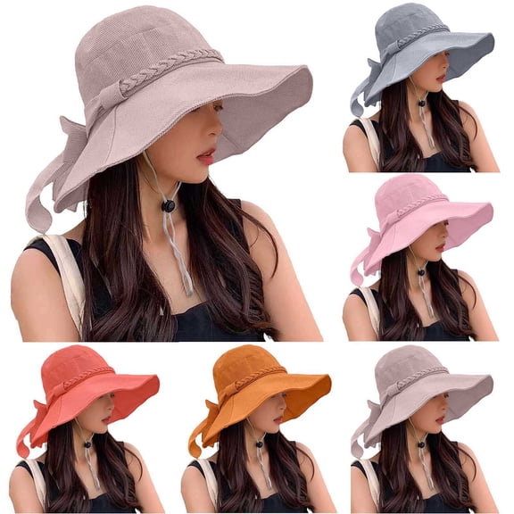 Noric Women's Wide Brim Sun Hat Floppy Summer Hat with Bow UV Protection Beach Hat for Vacation Garden