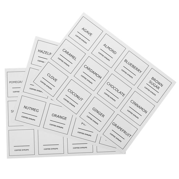 BESTYASH Waterproof White PVC Coffee Syrup Labels Removable Stickers for Glass and Plastic Bottles Home Use