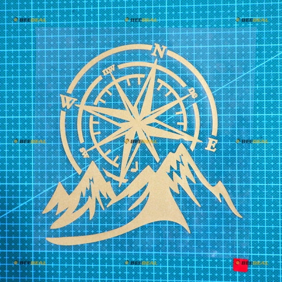Compass Mountain 4X4 Off Road 4WD Decal Sticker Car Truck Vinyl fit for Chevy Ford Jeep - Gold 6 Inches
