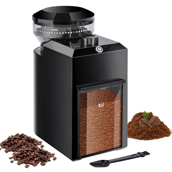 Congeowe Burr Coffee Grinder Electric, Conical Coffee Grinders Electric, One-Touch Automatic, Adjustable with 28 Precise Grind Setting, Espresso Coffee Grinder, Black