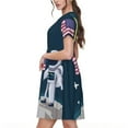 thumbnail image 2 of Fotbe Robe Astronaute avec Motif Drapeau USA Robe Maxi Décontractée à Manches Courtes pour Femmes Robe T-Shirt Rayée Longue à Blocs de Couleur, 2 of 6