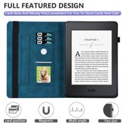 Butterfly Case for Kindle Paperwhite (6 Inch Display) - Synthetic leather/Silicone Composite Case Protector Slim Fit Lightweight Flip Folio Leather Wallet Cute Cover Holder (Blue)