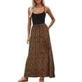 thumbnail image 3 of Wuxian Women'S Summer Skirts High Waist Long Leopard Print Casual A Line Midi Skirt Vacation Comfortable Stretchy Soft Flowy Chiffon Elastic Waist Maxi Skirts,Brown,XL, 3 of 3