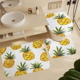 thumbnail image 6 of 4 Pcs Shower Curtain Set with Rugs Include Waterproof Shower Curtain Non-Slip Rug Toilet Lid Cover Bath Mat Yellow Pineapples Bath Curtain Pineapple Summer Fresh Fruits, 6 of 8