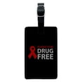 thumbnail image 1 of Red Ribbon Drug Free Pledge Rectangle Leather Luggage Card Suitcase Carry-On ID Tag, 1 of 7