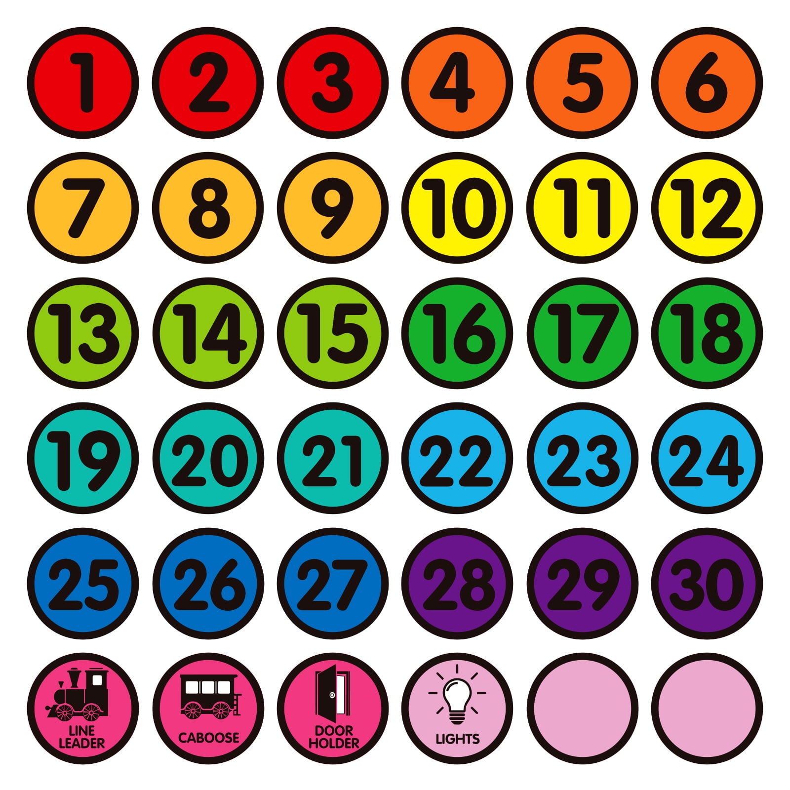 FaCraft Line Up Spots for Aula Floor – 36 adesivi per line-up in classe, numeri adesivi marcatori per insegnanti, asilo, scuola materna, classe elementare