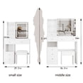 thumbnail image 2 of 29.2" Small Size Vanity Table with Stool & LED Mirror, Touch Control 3-Color Lights, Brightness Adjustable, Left Drawer Storage, Compact Makeup Desk, White, 2 of 7