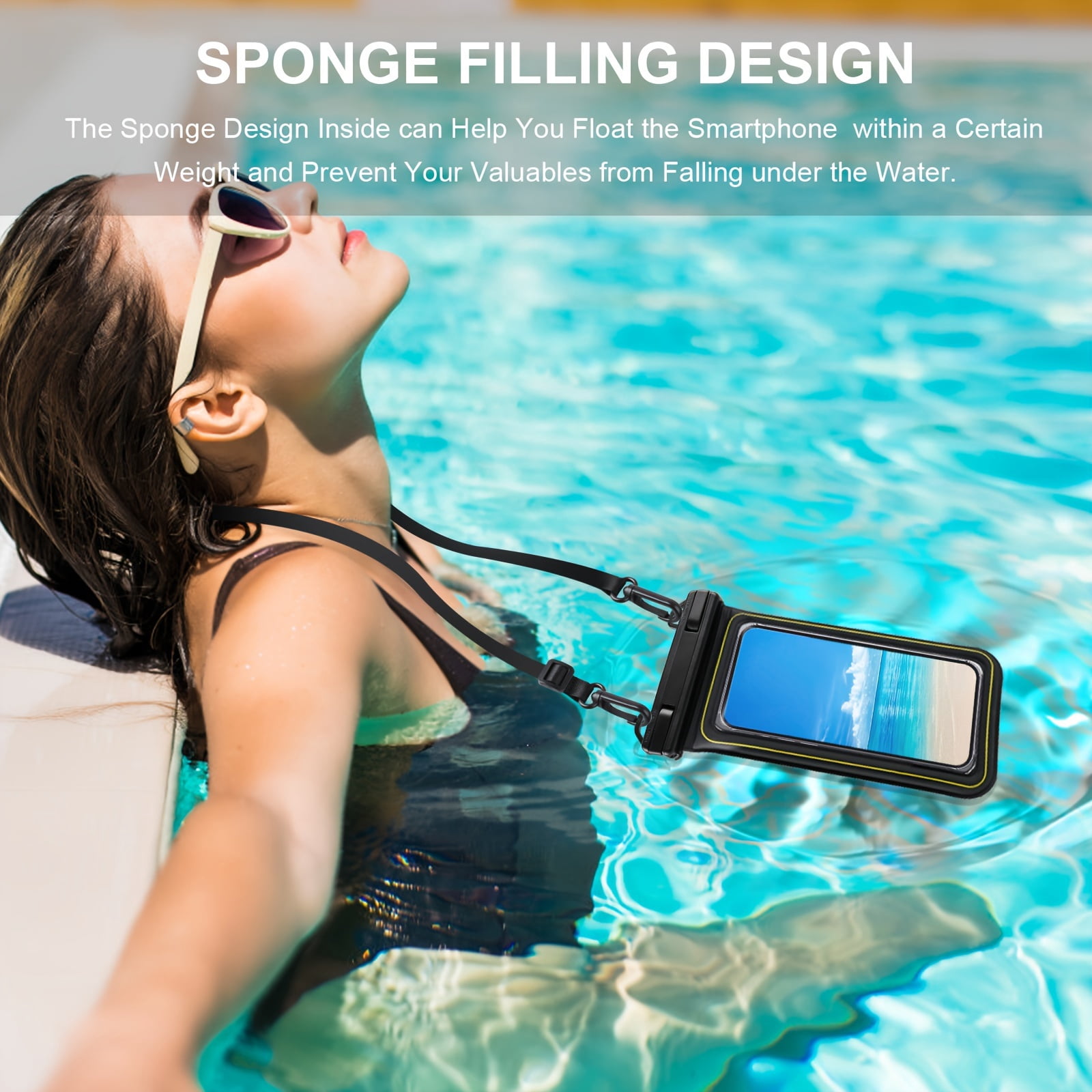 Mobile Phone Floating Waterproof Bag, Universal Mobile Phone Bag Sponge Floating Waterproof Bag Swimming Rafting Beach Outdoor Drying Bag Suitable for iPhone 15 Pro Max 14 13 for SamSung,Max 6.7"
