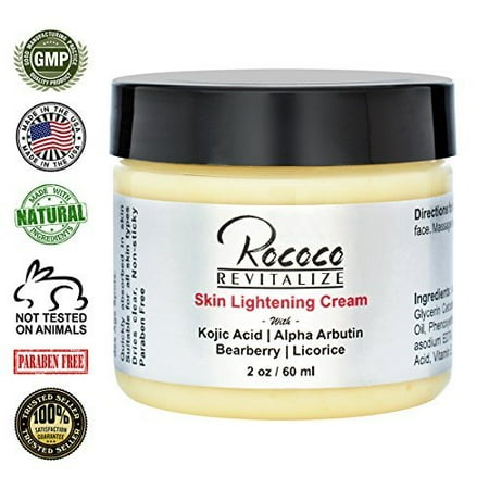 Arbutin Skin Whitening Skin Lightening Cream Moisturizer - Dark Spot Corrector for face - Whitening Cream for face and body, armpit and between legs, organic and natural, Kojic Acid Alpha Arbutin Bearberry Licorice - 2oz ()