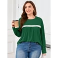 thumbnail image 2 of SHOWMALL Plus Size Long Sleeve Tops for Women, Lace Crew Neck Tunic Blouse, Casual Work and Weekend Shirt, Green, 2X, 2 of 10
