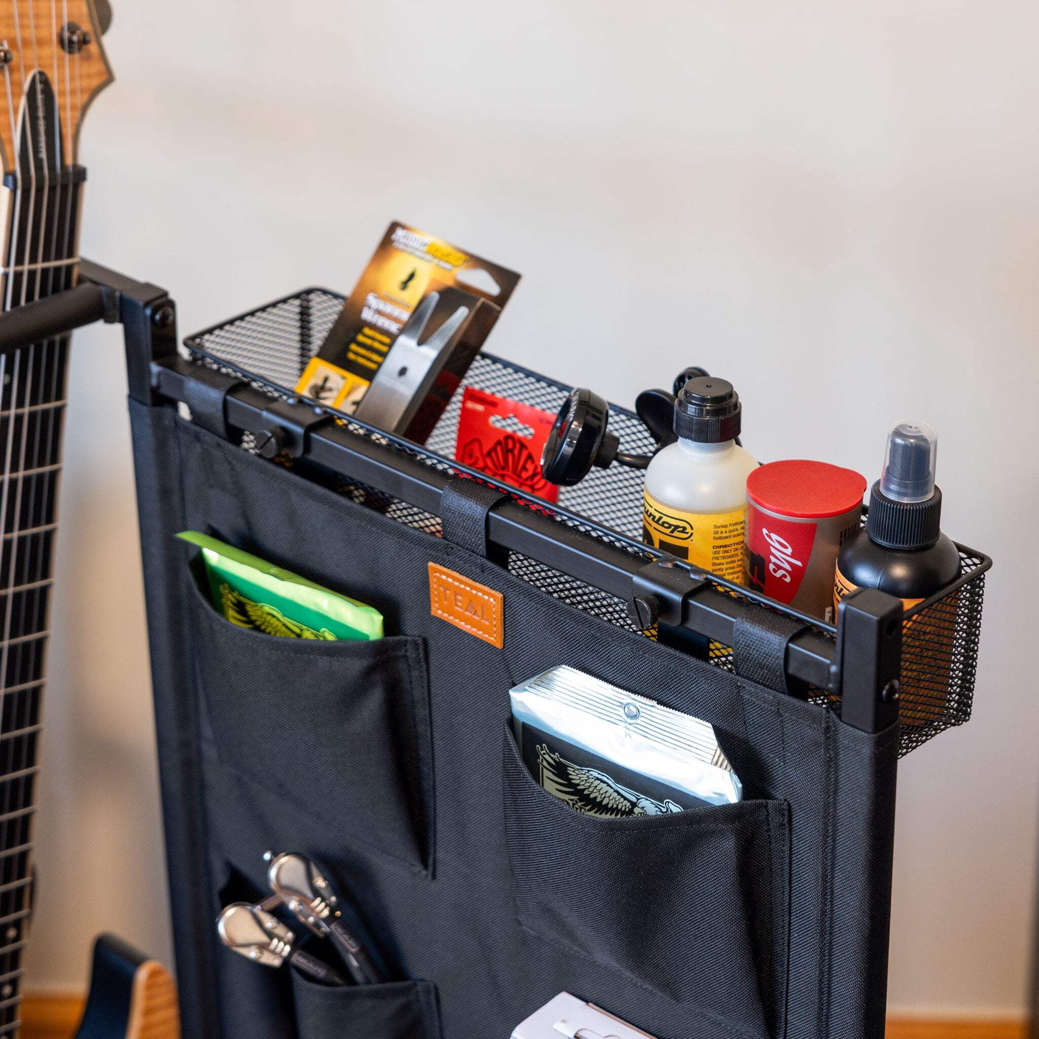 Guitar Storage Stand with Accessories Organizer, Freestanding Portable Guitar Rack