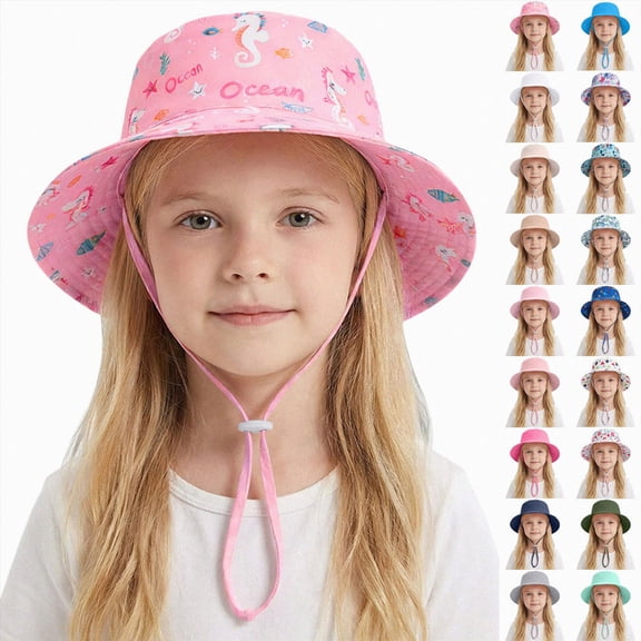 Takafot Kids Sun Hat UPF 50 Boys Girls Protection Hat Wide Brim Beach Hats with Mesh and Adjustable Chin Strap ,Dark Blue