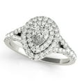 thumbnail image 3 of JewelMore Halo Pear-Shape Diamond Double Engagement Ring 3/4ct.tw H-I/I1-I2 14K, 3 of 6