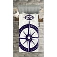 thumbnail image 3 of Ambesonne Compass Quilted Bedspread Set 2 Pcs, Sailing Navy Color, Twin Size, Dark Purple White, 3 of 3