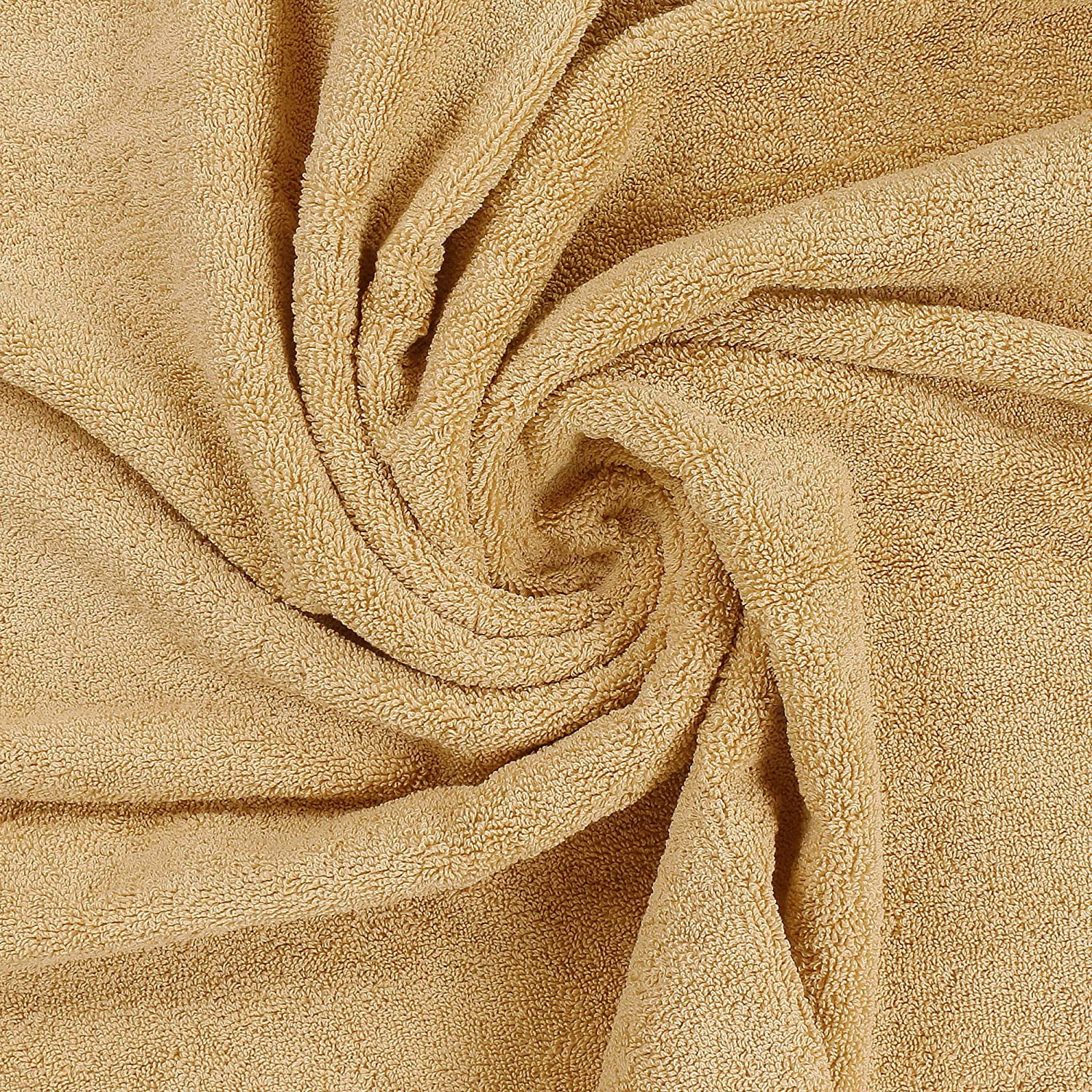 8-Piece Premium Towel Set, 2 Bath Towels, 2 Hand Towels, and 4 Wash Cloths, 600 GSM 100% Ring Spun Cotton Highly Absorbent Towels for Bathroom, Gym, Hotel, and Spa (Beige)