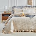 thumbnail image 3 of Juego de edredón UOZZI BEDDING con volantes, tamaño queen y 2 fundas, color crema, 3 of 9