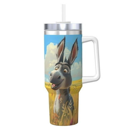 

Matuu Funny Countryside Donkey for 40OZ Ice Cup with Handle Durable Thermal Cups Keep Drinks Cold and Hot Insulated Car Mug with Lid