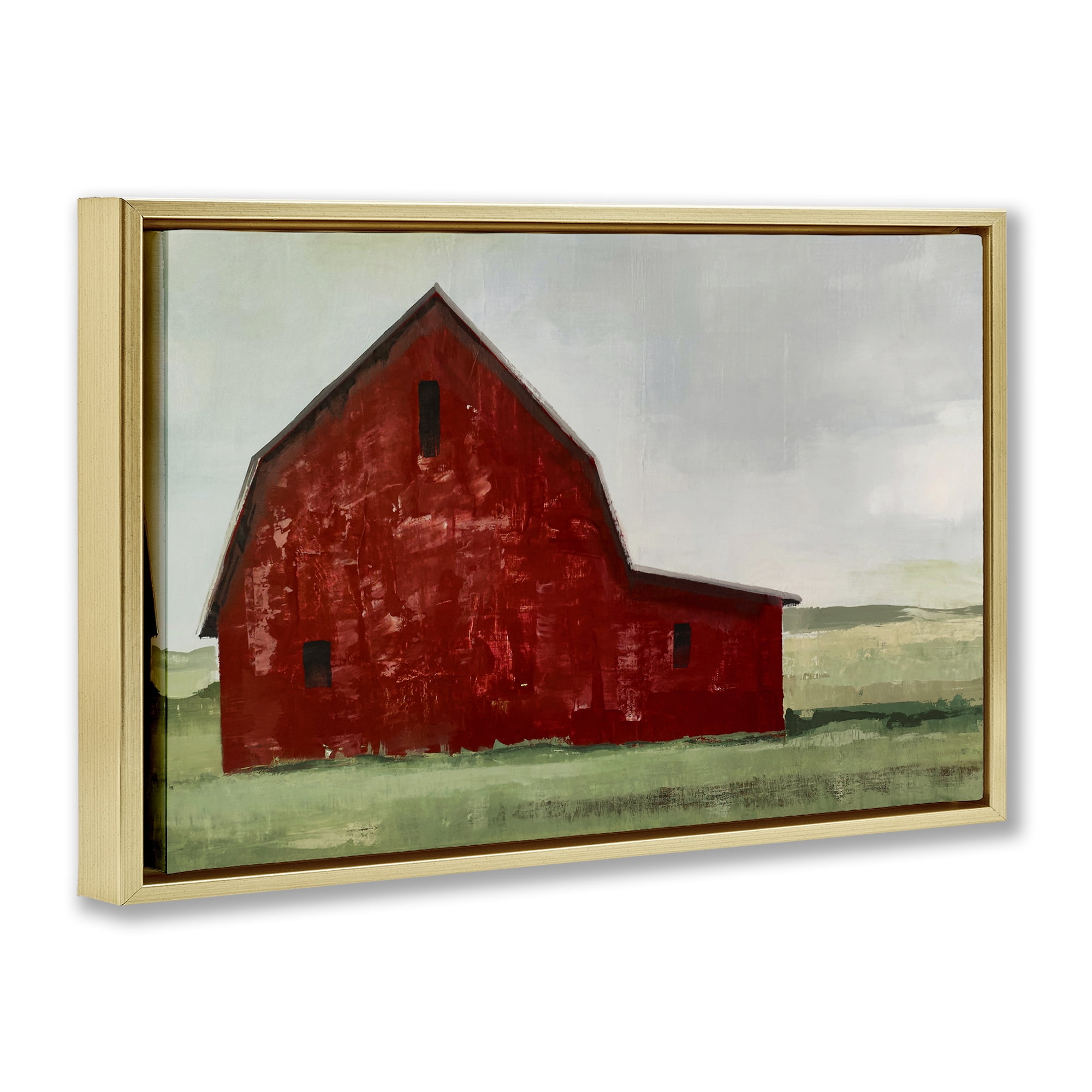Stupell Industries Red Weathered & Wise Barn Gold Framed Floater Canvas Wall Art, design by Max Maxx