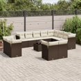 thumbnail image 1 of vidaXL 13 Piece Garden Sofa Set with Cushions Brown Poly Rattan, 1 of 5