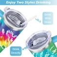 thumbnail image 5 of 40oz Boho Tie Dye Stainless Steel Flip Straw Tumbler Spill Proof Travel Cup Double Wall Vacuum Insulated Coffee Mug with Top Handle, 5 of 6