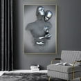 thumbnail image 4 of Escultura de figura de metal creativa, pintura abstracta en lienzo, imagen de abrazo de pareja, decoración del hogar para sala de estar, pintura central, 4 of 6