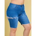thumbnail image 1 of Cordones arriba dobladillo crudo más tamaño biker denim shorts Rosegal Pantalones cortos de talla grande, 1 of 5