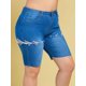 thumbnail image 1 of Cordones arriba dobladillo crudo más tamaño biker denim shorts Rosegal Pantalones cortos de talla grande, 1 of 5