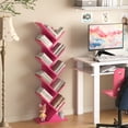 thumbnail image 5 of LELELINKY 10 Tier Freestanding Bookshelf, Wooden Storage Organizer for Living Room, Home Office, Kitchen, Pink, 5 of 8