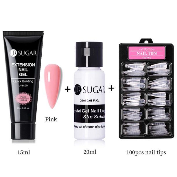UR SUGAR-Kit de extensiones de uñas de 15ml, Gel duro de construcción rápida, acrílico, cristal blanco, esmalte de uñas Nude, juego de Gel UV para construcción