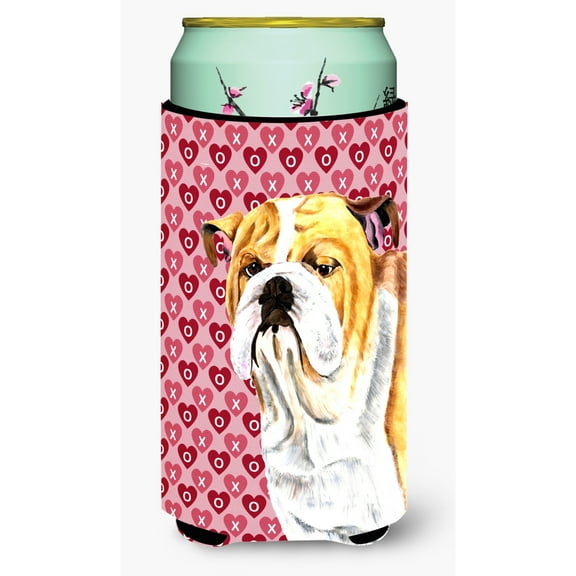 Bulldog English Hearts Love Valentines Day Portrait Tall Boy Hugger