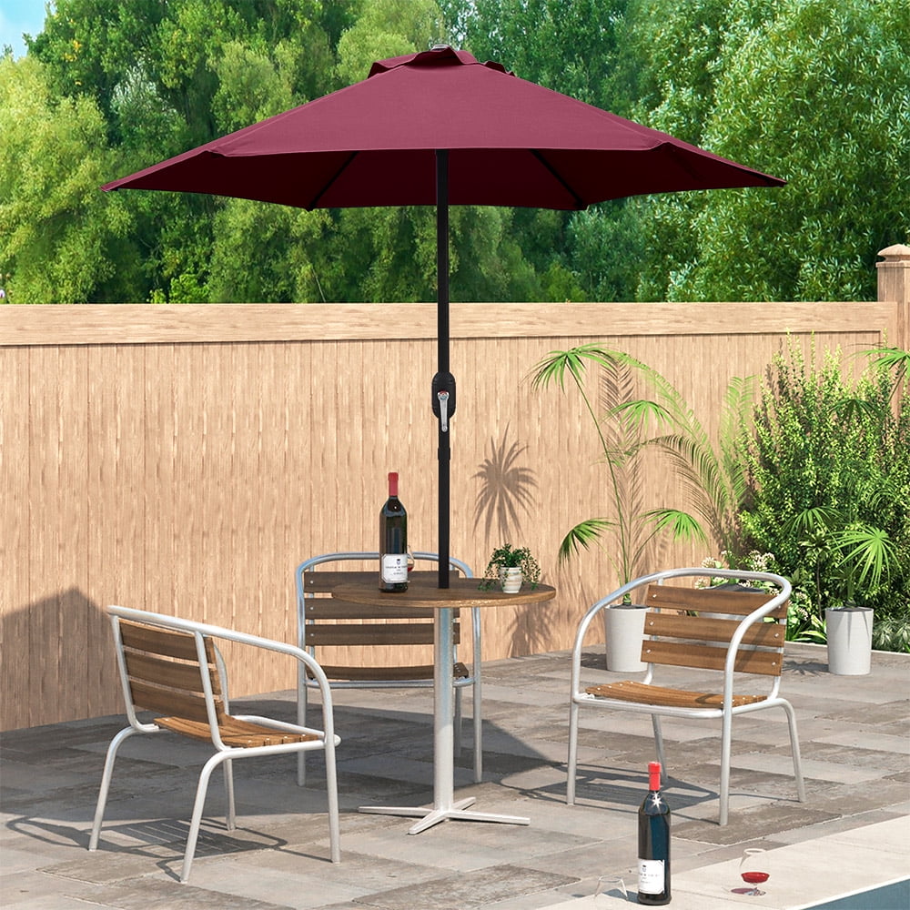 Kool 7.5ft Patio Umbrella with Crank Handle, Outdoor Market Umbrella with 6 Sturdy Umbrella Ribs Waterproof for Garden, Deck, Backyard, Pool, Burgundy