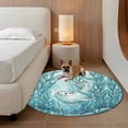 thumbnail image 3 of Teal Coastal Round Area Rugs Collection 3.3', Beach Botanical Seals Ocean Nautical Non Slip Indoor Circular Throw Runner Rug Floor Mat Carpet for Living Room Dining Table Bedroom Nursery, 3 of 9