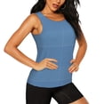 thumbnail image 2 of Balery Blue Gingham Camiseta sin mangas estampada ligera para mujer, tops de entrenamiento sin mangas, camisetas de yoga transpirables de secado rápido.-Medium, 2 of 7