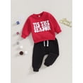 thumbnail image 3 of My First New Years Baby Boy Outfit Baby Boy Valentines Day Outfit Letter Print Long Sleeve Sweatshirt T-shirt and Elastic Casual Pants Suit, 3 of 9