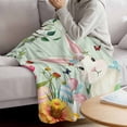 thumbnail image 3 of Easter Cartoon Rabbits Throw Flannel Blanket Spring Flowers Leaf Branches Green Super Soft Cozy Bed Blanket, Lightweight Plush Fuzzy Bed Throw for Bedroom Sofa Couch Living Room 40x50In,, 3 of 9