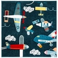 thumbnail image 2 of SAFAVIEH Carousel Kids Caroline Airplanes Area Rug, Navy/Ivory, 8' x 8' Square, 2 of 10